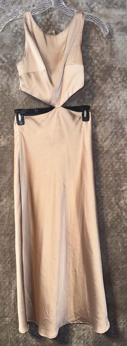 Hello Molly Champagne Satin Twist Cut-Out Maxi Dress - Picture 2 of 8